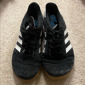 Adidas Black Suede Sneakers with White Stripes